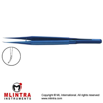 Micro Tying Forceps tungsten carbide coated platforms, Round handle,15cm Curved,0.3mm tips Curved,0.2mm tips